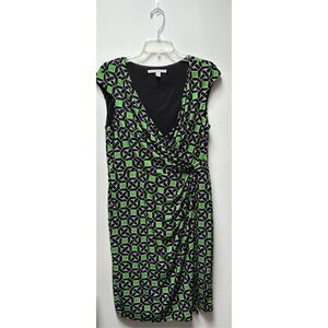 Maggy London women’s green geometric sleeveless dress size 14. #29-1295